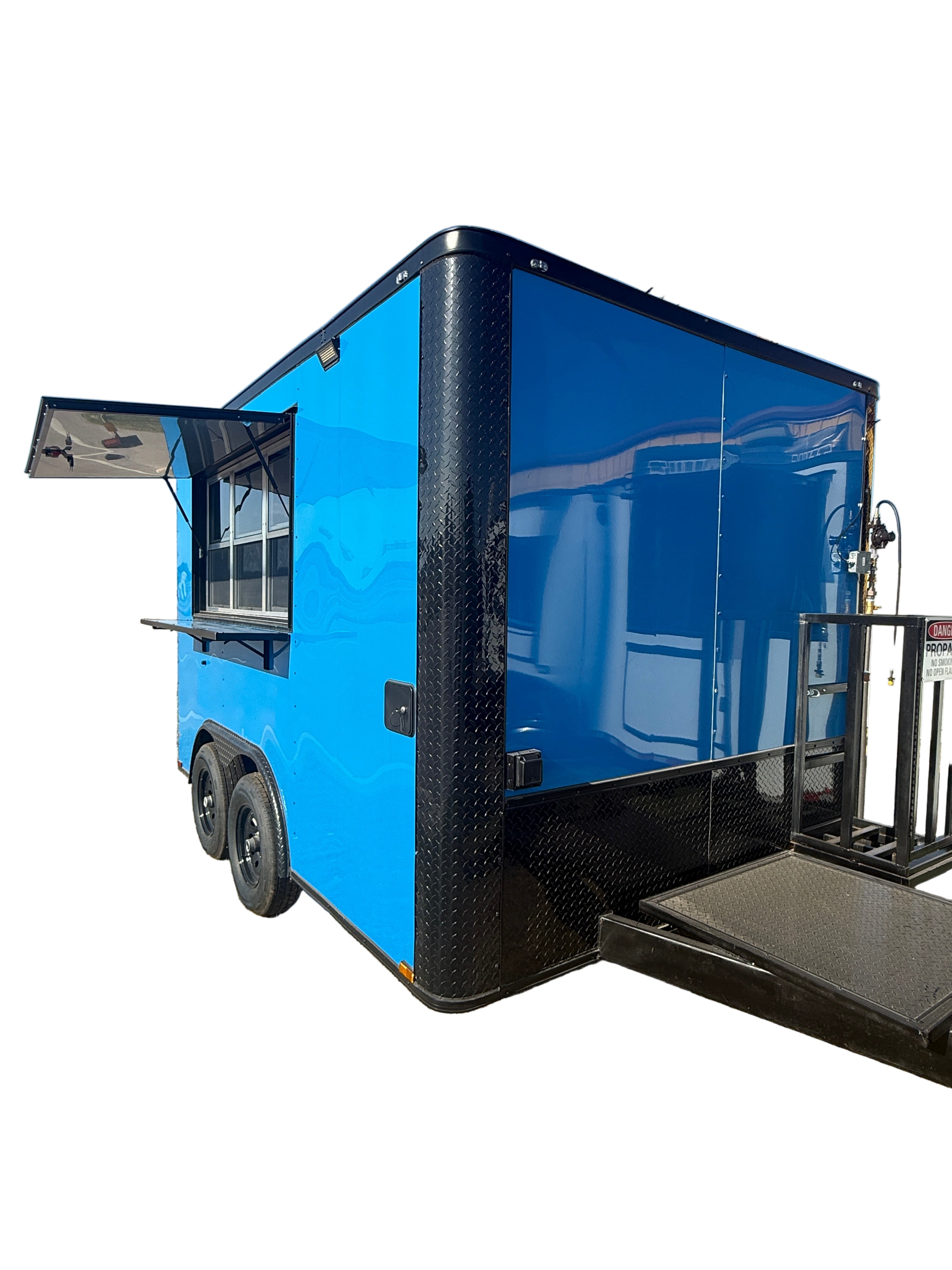 12 FT Blue Black Out Cooking Concession Trailer