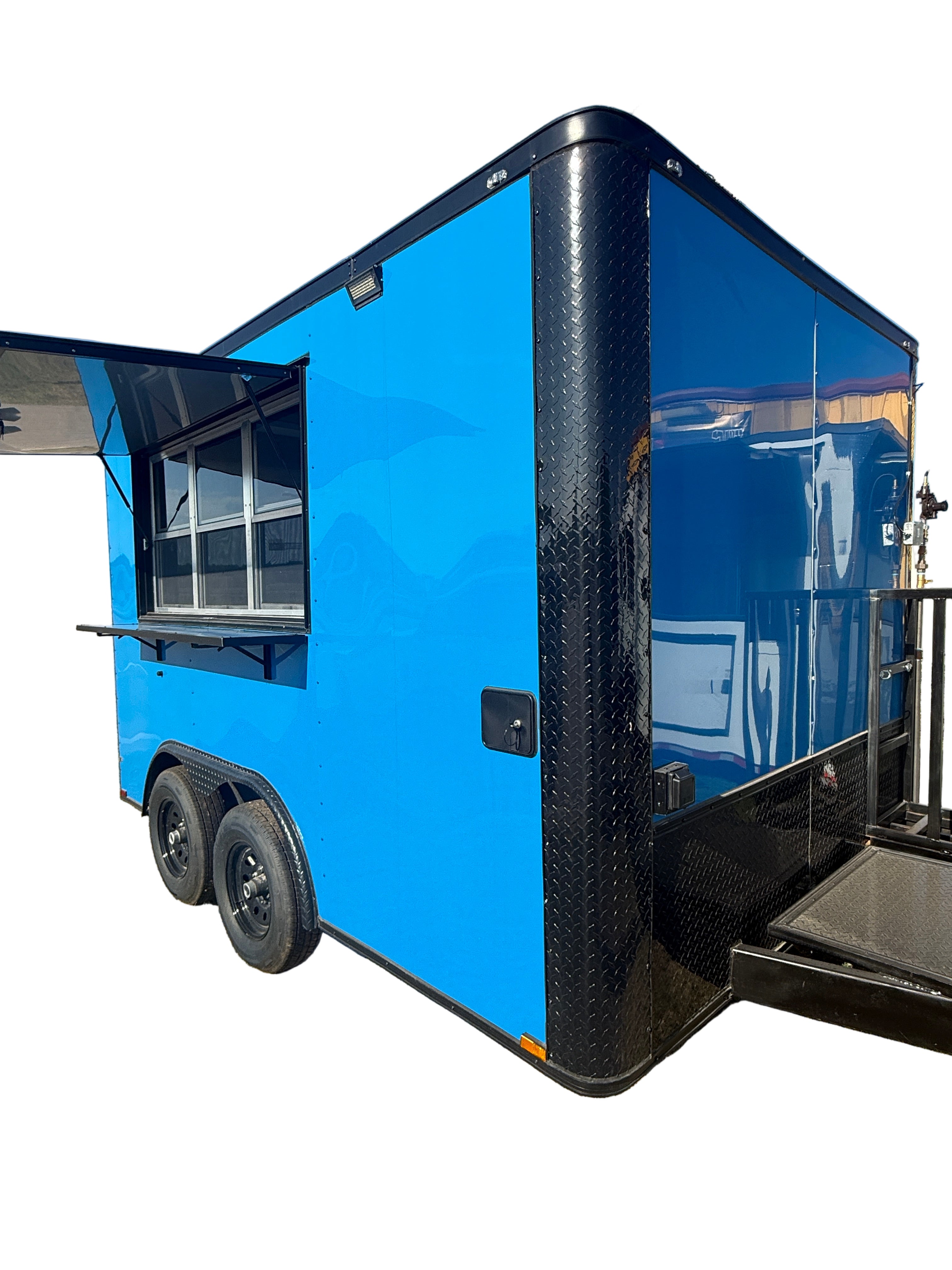 12 FT Blue Black Out Cooking Concession Trailer