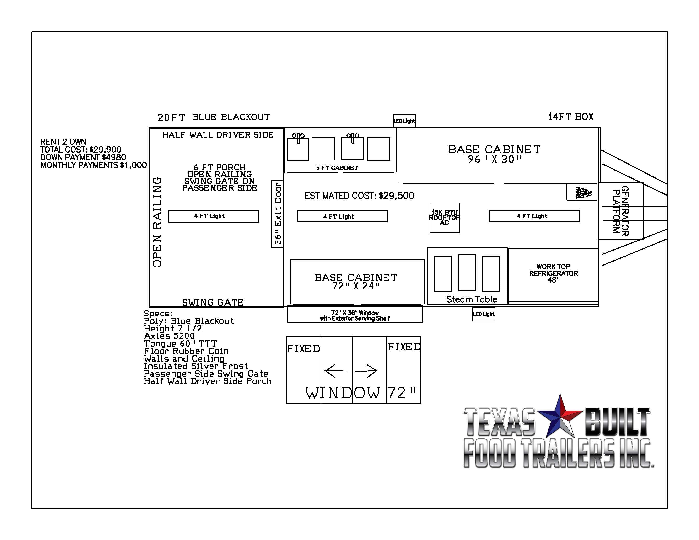 20FT Blue Porch Trailer