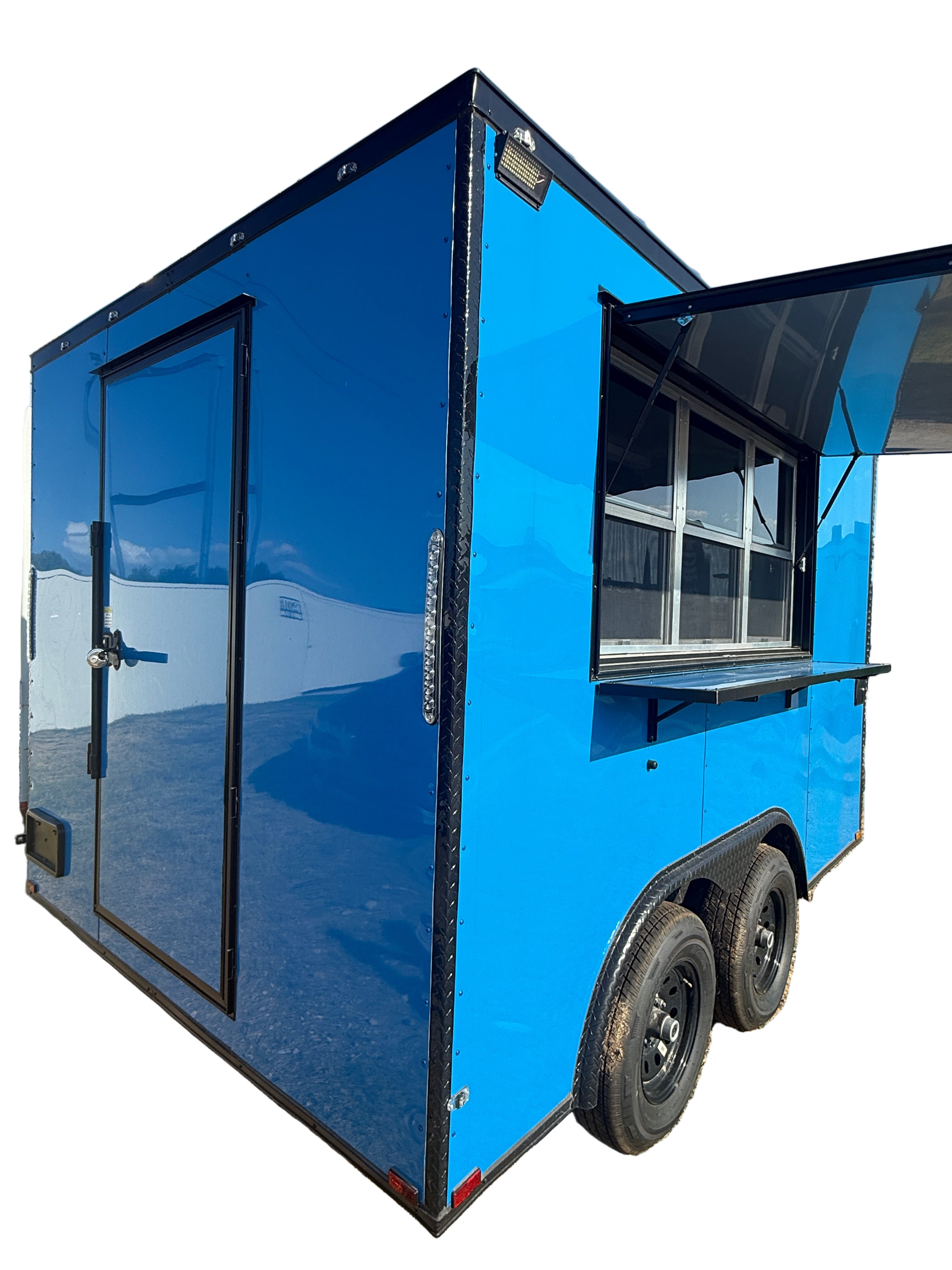 12 FT Blue Black Out Cooking Concession Trailer