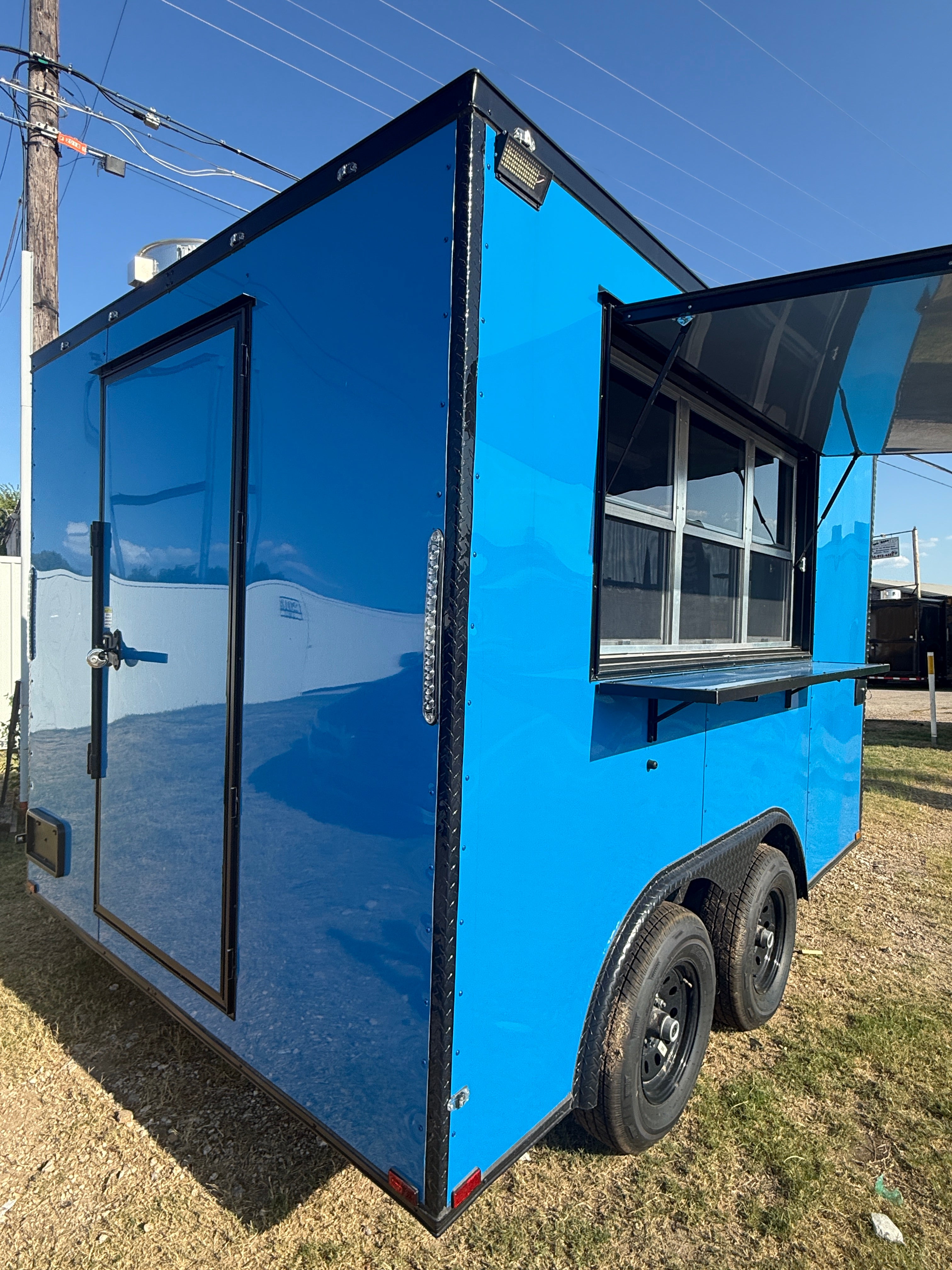 12 FT BLUE BLACKOUT COOKING TRAILER